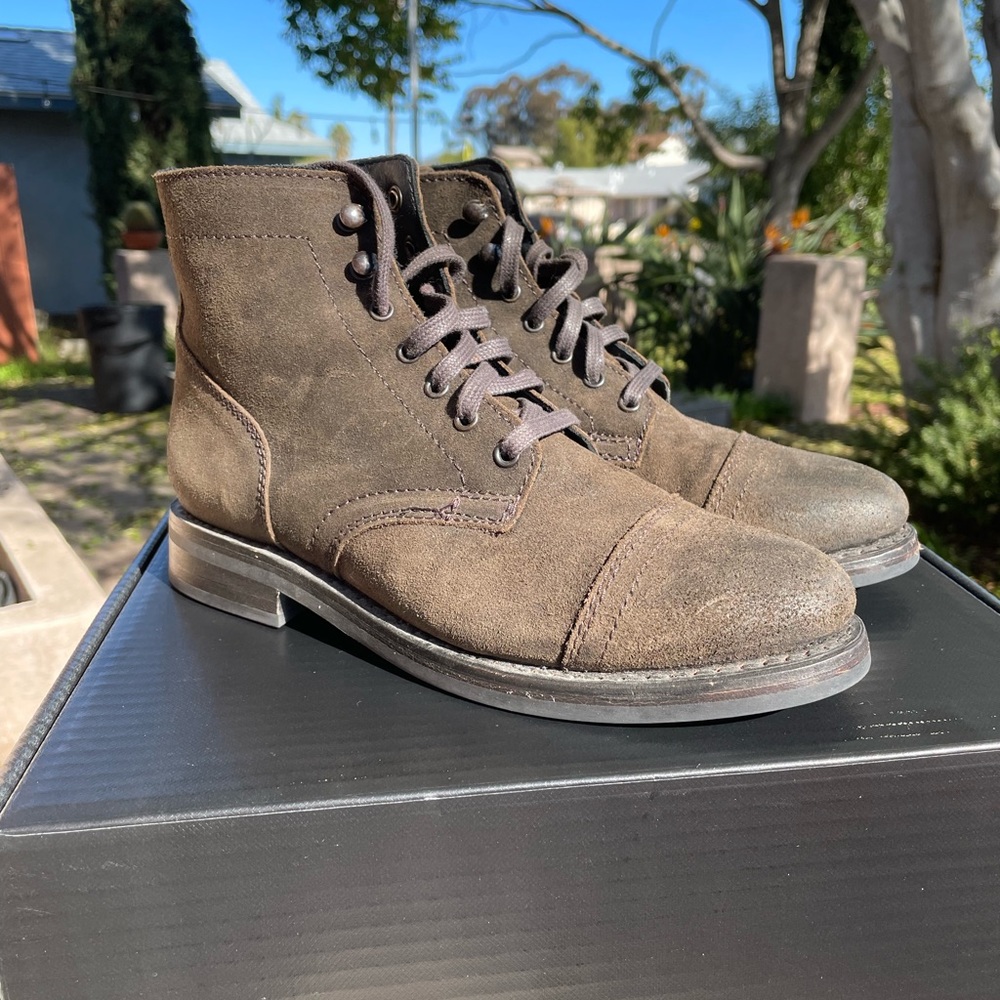 Thursday Boot Co. Dark Olive Suede Captain Boots